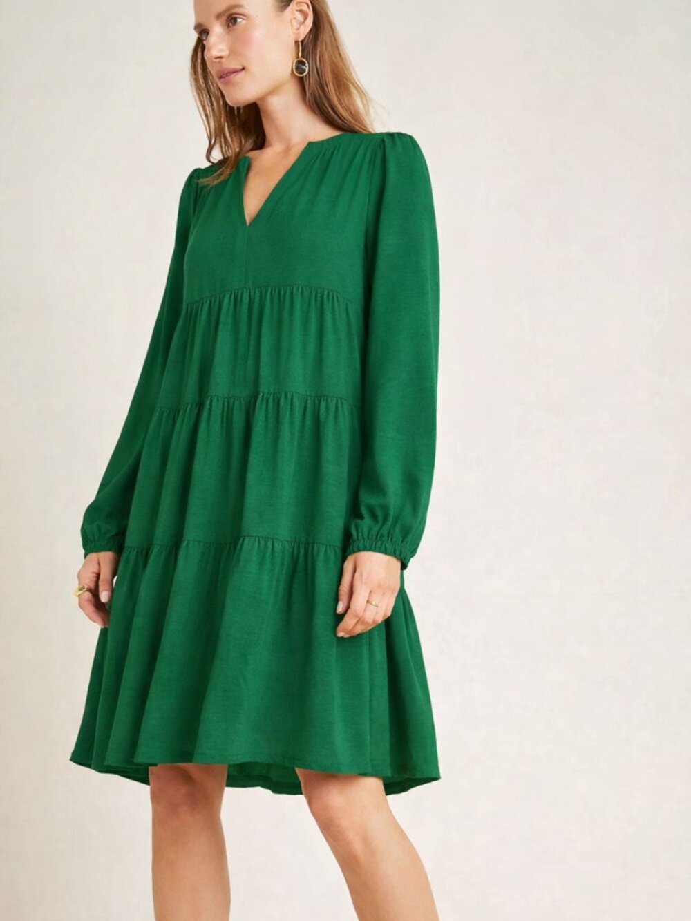 NWT Anthropologie MAEVE Green Textured Amber Tiered Tunic SZ Small - Picture 3 of 9